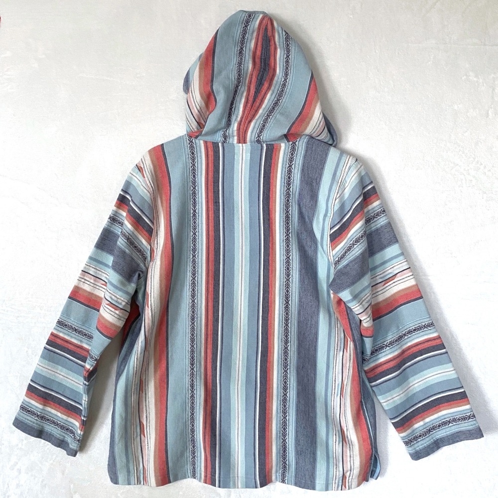 Faherty Baja Sierra Paradise Poncho Hoodie Pullover Striped Organic Cotton XL - Picture 3 of 8